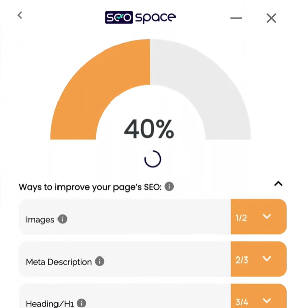 screenshot showing squarespace plugin seospace chrome add on